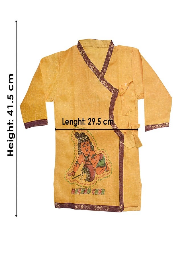 SATVIK Krishna Dhoti Kurta Dress for Boys - Makhan Chor Printed Janmashtami Costume Set for Fancy Dress, Temple Functions & School Cultural Events (0-1 Years (18) with Accessories/Shringar) - Image 4